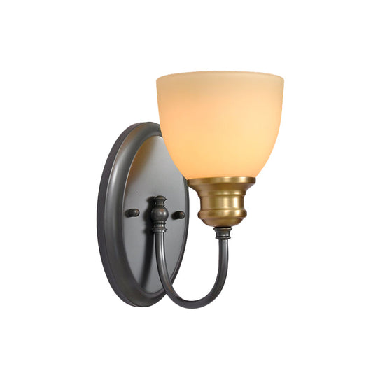 Frosted Glass Black Wall Lamp Bud - Countryside Light With Metal Gooseneck Arm