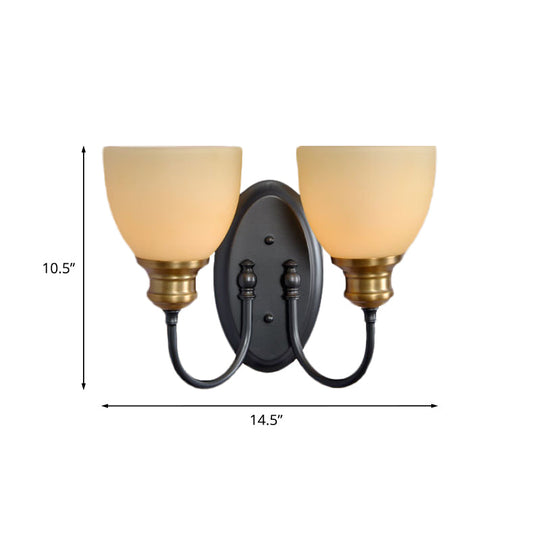 Frosted Glass Black Wall Lamp Bud - Countryside Light With Metal Gooseneck Arm