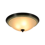 Traditional Dome Flush Mount Light With Frosted Glass 3 Heads Black For Living Room - 16/19.5 W