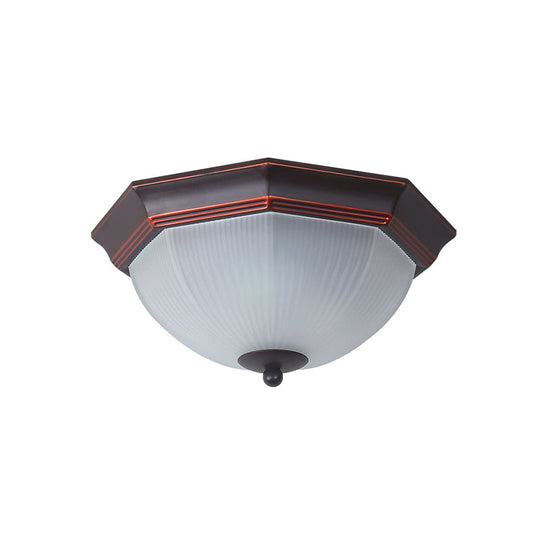Retro Prismatic White Glass Octagon Flush Mount Ceiling Light - 3 - Light Black