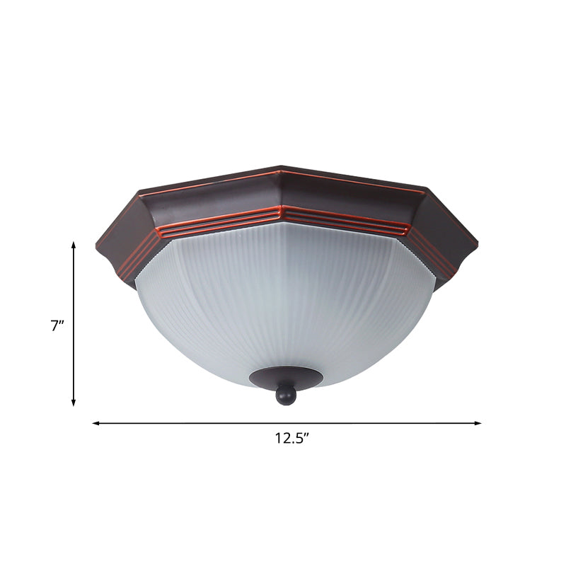 Retro Prismatic White Glass Octagon Flush Mount Ceiling Light - 3 - Light Black