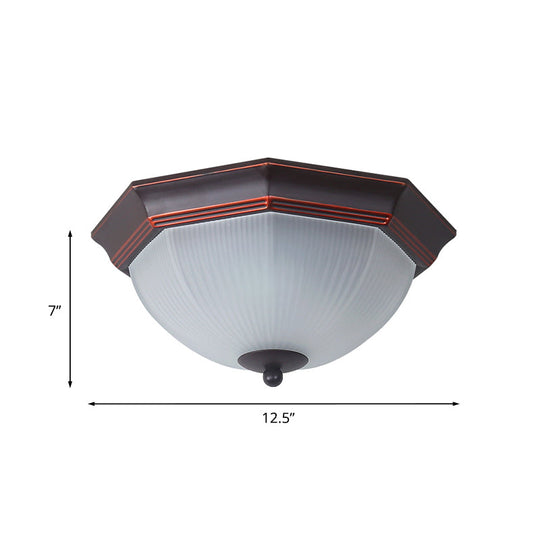 Retro Prismatic White Glass Octagon Flush Mount Ceiling Light - 3 - Light Black