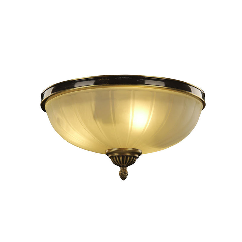 Modern Black And Gold Dome Foyer Ceiling Light With Prismatic Glass - 2 Lights Traditional