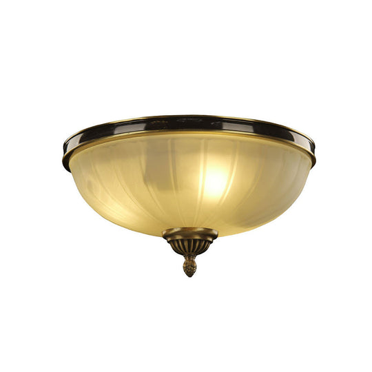 Modern Black And Gold Dome Foyer Ceiling Light With Prismatic Glass - 2 Lights Traditional