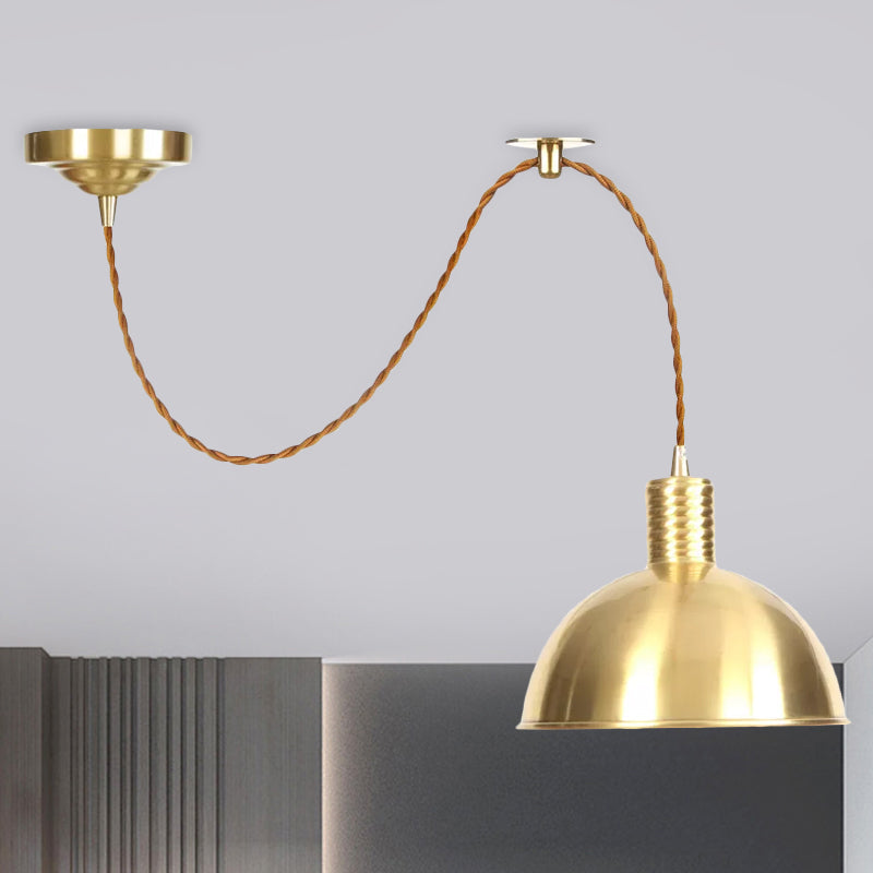 Gold Metal Drop Pendant Farmhouse Ceiling Light - 1-Light Living Room Hanging Fixture / B