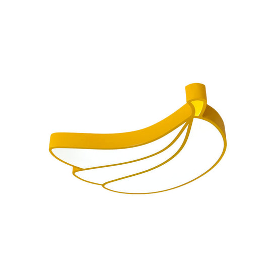 Contemporary Led Flush Mount Light Fixture With Acrylic Shade - White Grape/Banana/Apple Theme