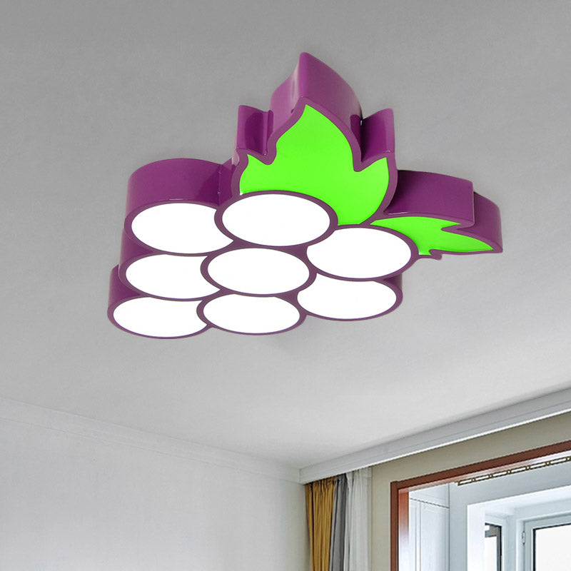 Contemporary Led Flush Mount Light Fixture With Acrylic Shade - White Grape/Banana/Apple Theme / B