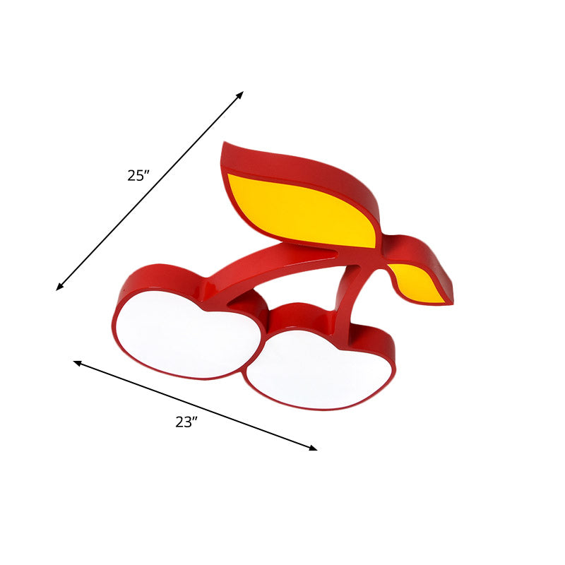 Contemporary Led Flush Mount Light Fixture With Acrylic Shade - White Grape/Banana/Apple Theme