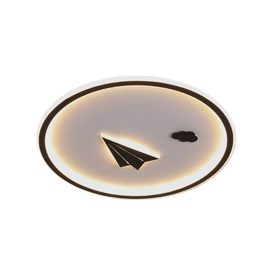 Metal Paper Plane And Cloud Flushmount Led Black Ceiling Light In Warm/White