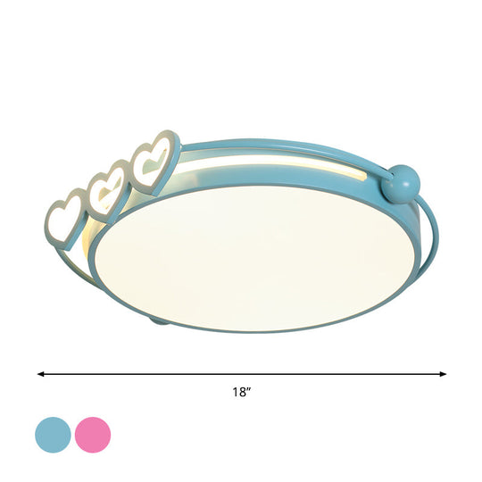 Led Halo Ceiling Light With Acrylic Shade And Heart Decor In Pink/Blue