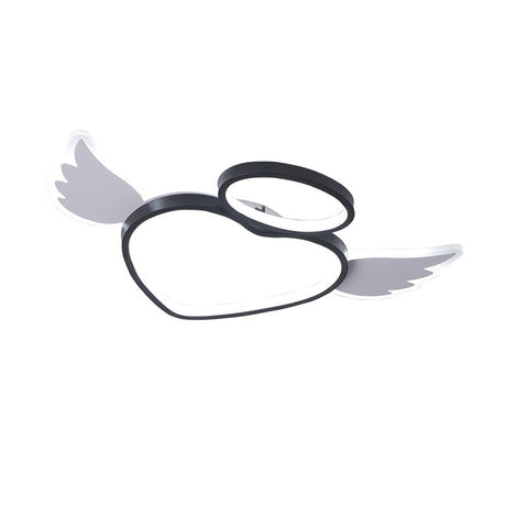 Black Heart With Wing Led Ceiling Fixture: Nordic Acrylic Flush Mount Lighting For Bedroom