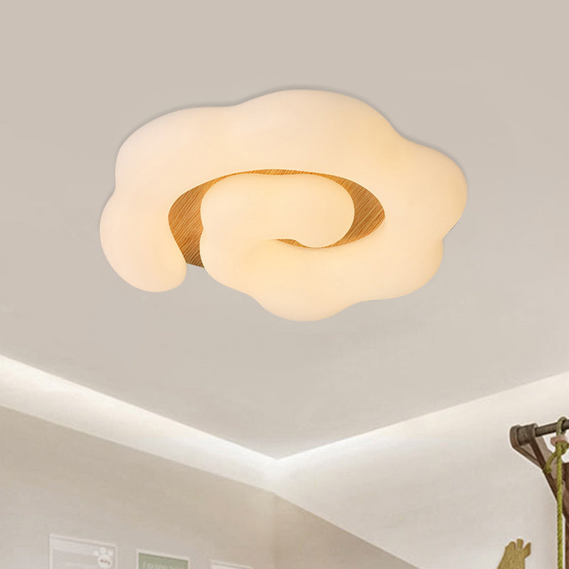 Wooden Cloud Led Ceiling Light For Children’s Bedroom - Nordic Style Flush Mount Lighting