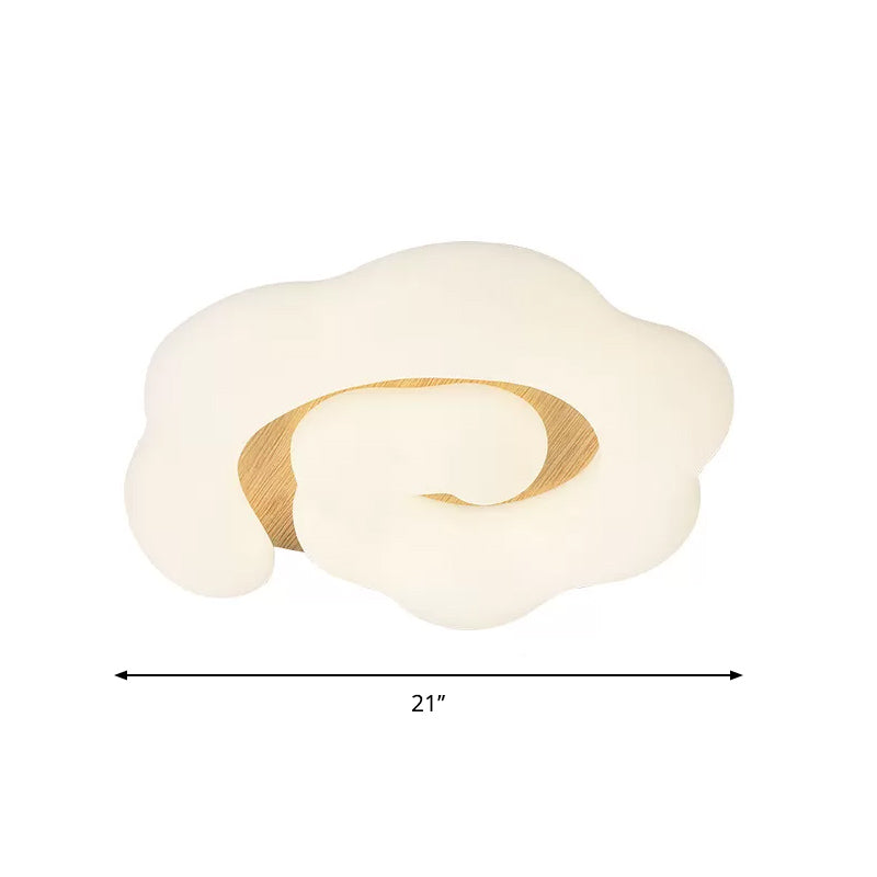 Wooden Cloud Led Ceiling Light For Childrens Bedroom - Nordic Style Flush Mount Lighting