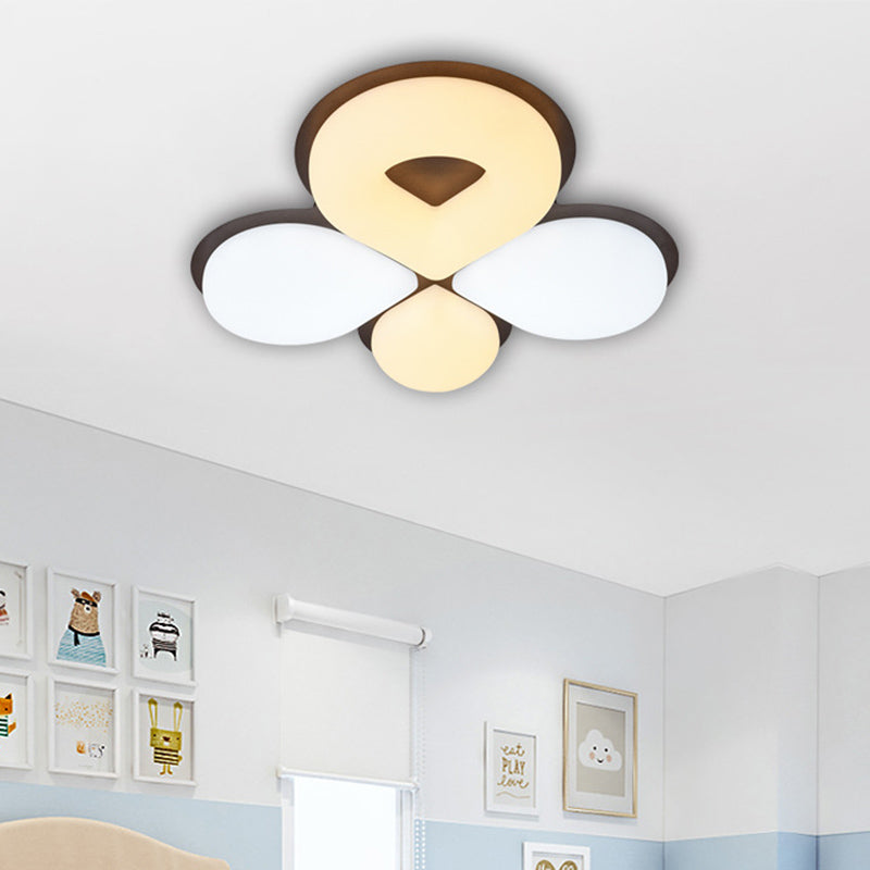 Children’s Bedroom Led Flush Mount Light Fixture In Grey/White/Coffee - Cute Flower Design