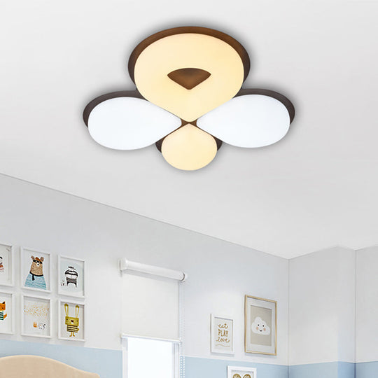 Children’s Bedroom Led Flush Mount Light Fixture In Grey/White/Coffee - Cute Flower Design