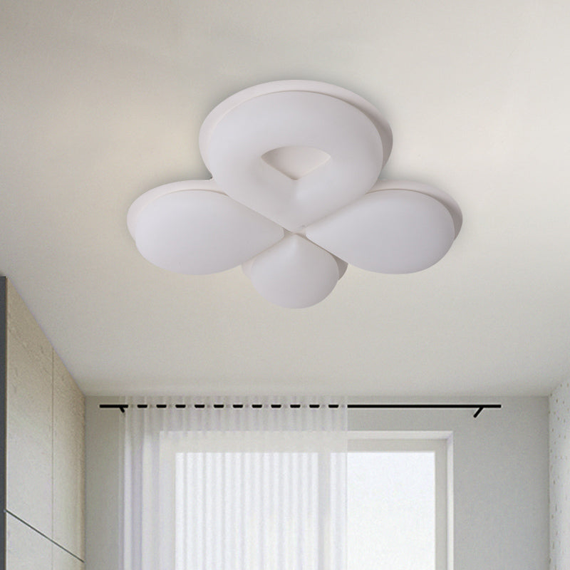 Children’s Bedroom Led Flush Mount Light Fixture In Grey/White/Coffee - Cute Flower Design White