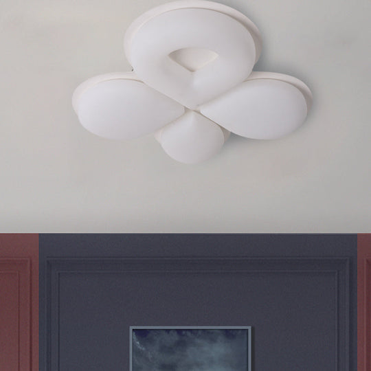 Children’s Bedroom Led Flush Mount Light Fixture In Grey/White/Coffee - Cute Flower Design