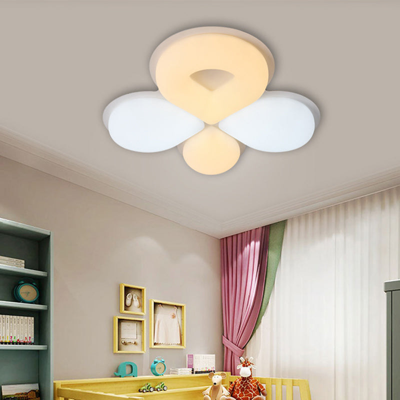 Children’s Bedroom Led Flush Mount Light Fixture In Grey/White/Coffee - Cute Flower Design