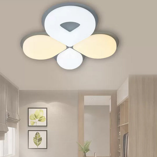 Children’s Bedroom Led Flush Mount Light Fixture In Grey/White/Coffee - Cute Flower Design