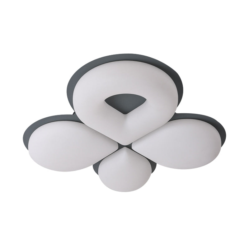 Children’s Bedroom Led Flush Mount Light Fixture In Grey/White/Coffee - Cute Flower Design