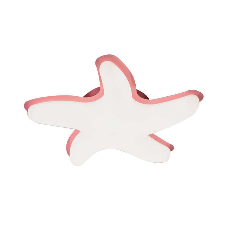Children’s Starfish Led Nursery Ceiling Light - Grey/Pink/Yellow Flush Mount Fixture