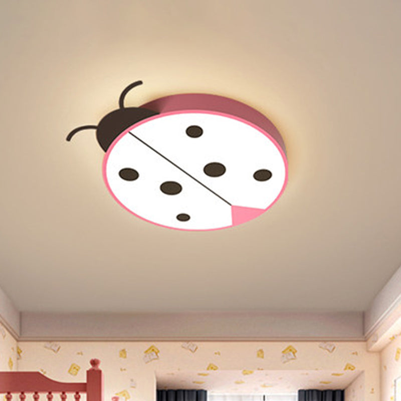 Ladybug Cartoon Led Flush Mount Light Fixture - Fun Acrylic Red/Yellow Flushmount Lighting For