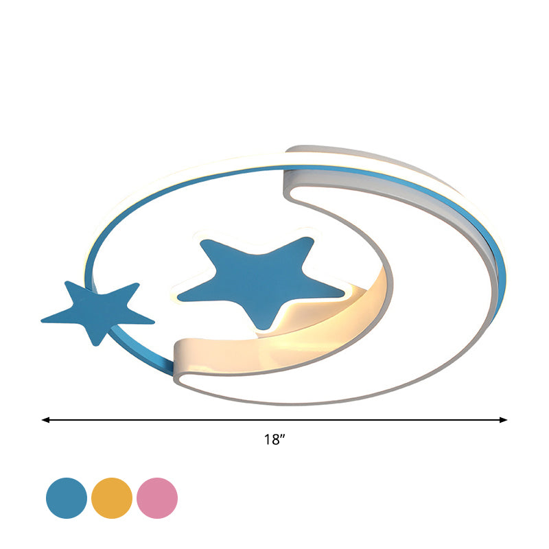 Nordic Led Ceiling Lamp For Childrens Bedroom With Star And Moon Design In Gold Pink Or Blue