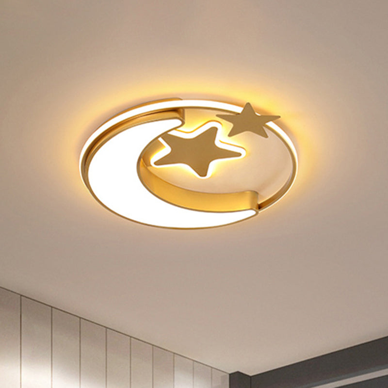 Nordic Led Ceiling Lamp For Children’s Bedroom With Star And Moon Design In Gold Pink Or Blue