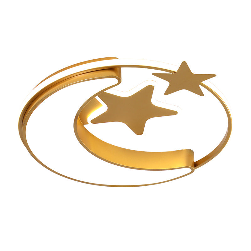 Nordic Led Ceiling Lamp For Childrens Bedroom With Star And Moon Design In Gold Pink Or Blue