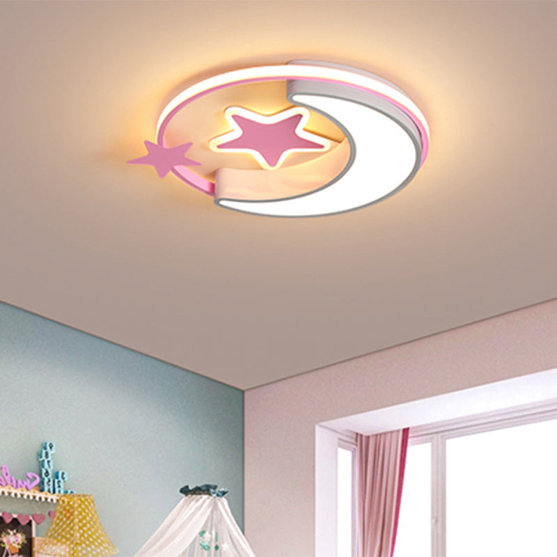 Nordic Led Ceiling Lamp For Childrens Bedroom With Star And Moon Design In Gold Pink Or Blue