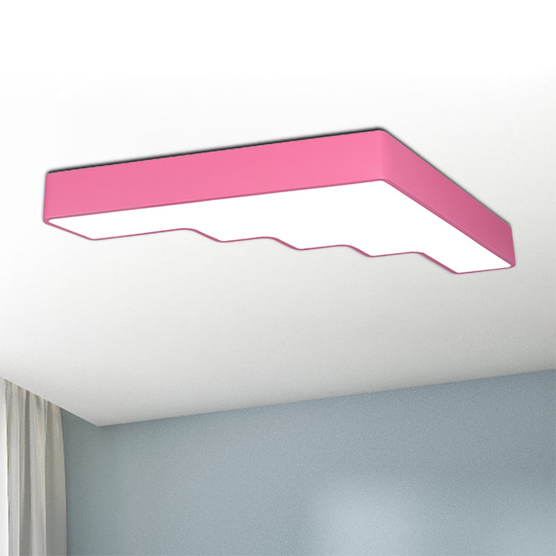 Kid’s Led Acrylic Flush Mount Ceiling Lamp In Blue/Pink/Yellow With Ladder Design Pink