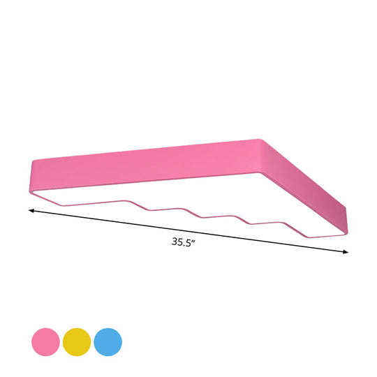 Kid’s Led Acrylic Flush Mount Ceiling Lamp In Blue/Pink/Yellow With Ladder Design