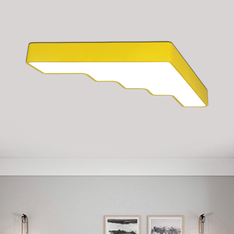 Kids Led Acrylic Flush Mount Ceiling Lamp In Blue/Pink/Yellow With Ladder Design