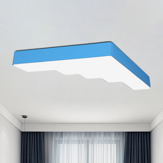 Kids Led Acrylic Flush Mount Ceiling Lamp In Blue/Pink/Yellow With Ladder Design Blue