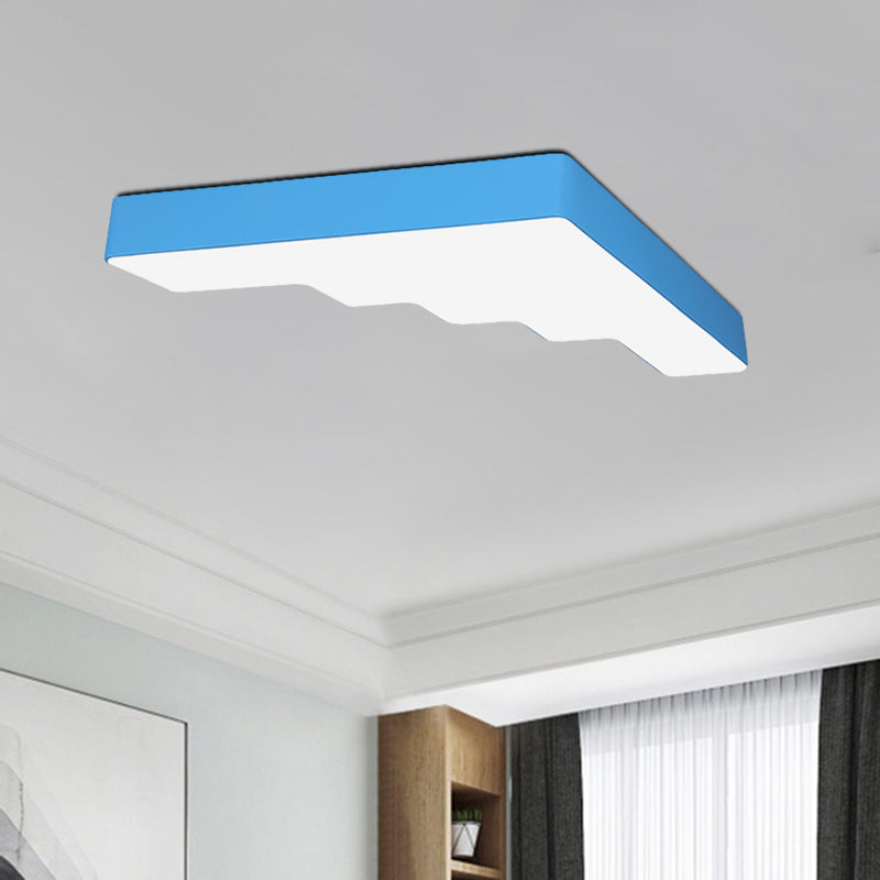 Kids Led Acrylic Flush Mount Ceiling Lamp In Blue/Pink/Yellow With Ladder Design