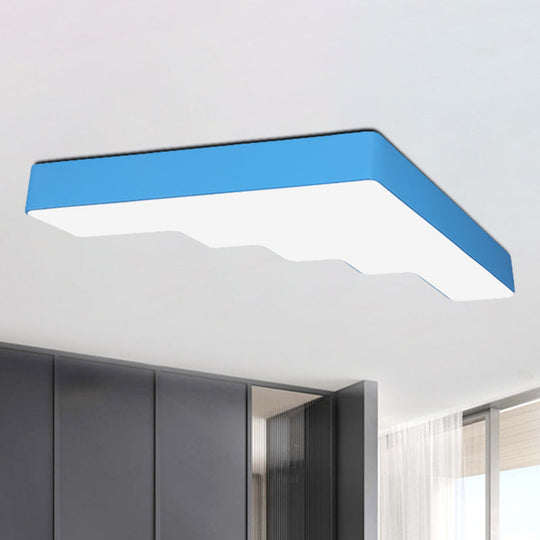 Kid’s Led Acrylic Flush Mount Ceiling Lamp In Blue/Pink/Yellow With Ladder Design