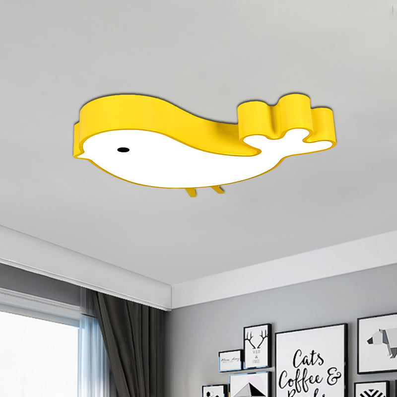 Led Bird - Like Flush Light Fixture With Acrylic Shade - Cartoon Style Blue/Pink/Yellow Finish