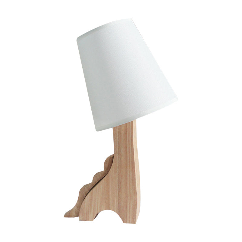 Sheratan - Cartoon Fabric Barrel Nightstand Light 1 Bulb White Night Table Lamp With Dinosaur/Cat
