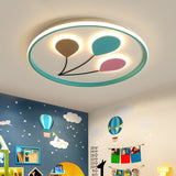 Blue Led Flush Ceiling Lamp Fixture With Cartoon Design - 3-Balloon Acrylic Mount Light In