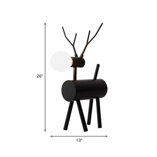 Cursa - Black Metal Deer Nightstand Lamp With Plug-In Cord Creative Bedroom