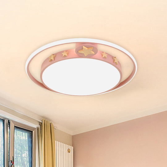 Round Flush Mounted Acrylic Led Ceiling Lamp In Pink/White/Gray – Perfect For Bedroom Lighting