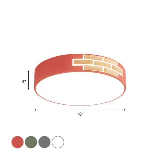 Minimalist Acrylic Led Flush Mount Lamp For Living Room- Gray/White/Pink