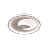 Modern Led Bedroom Light: White/Pink Flush Mount Ceiling Fixture With Moon Acrylic Shade