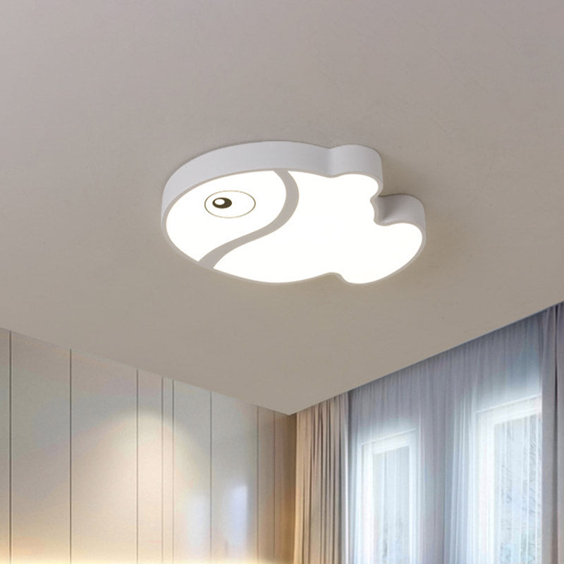 Cartoon Fish Ceiling Light For Kids’ Bedrooms – White/Blue Led Acrylic Flushmount Fixture