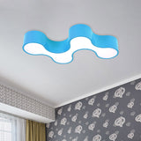 Kids Bedroom Acrylic Geometric Cartoon Led Flushmount Light In Green/Yellow/Blue Blue