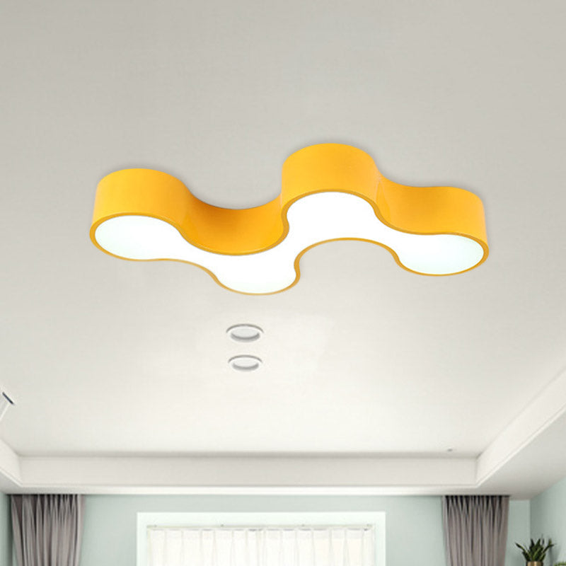 Kids Bedroom Acrylic Geometric Cartoon Led Flushmount Light In Green/Yellow/Blue