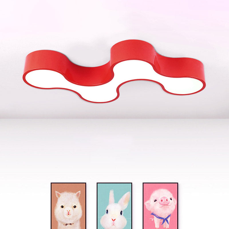 Kid’s Bedroom Acrylic Geometric Cartoon Led Flushmount Light In Green/Yellow/Blue Red