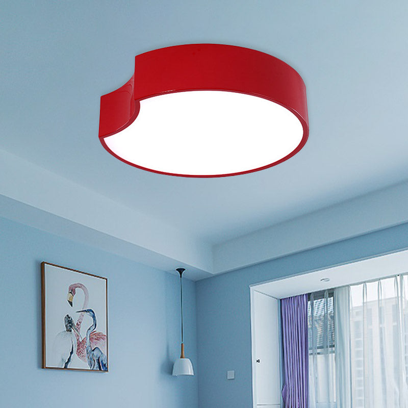 Modern Led Flush Mount Light With Acrylic Shade - Red/Yellow/Blue Round Fixture