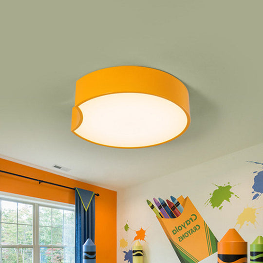 Modern Led Flush Mount Light With Acrylic Shade - Red/Yellow/Blue Round Fixture