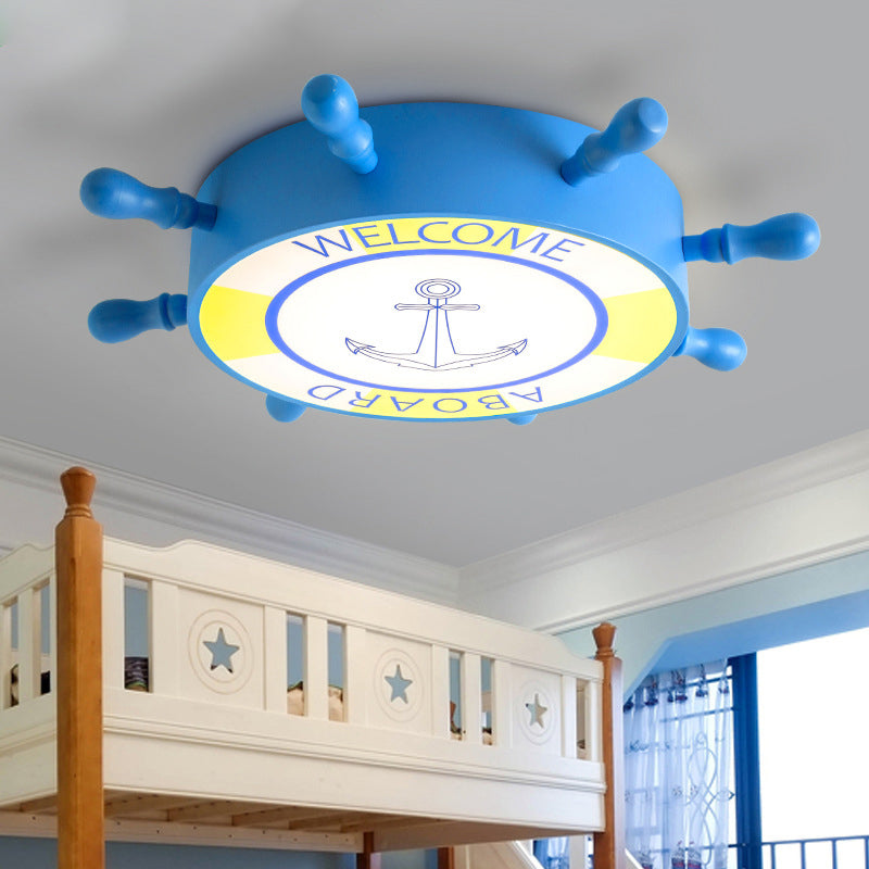 Rudder Flush Ceiling Light: Acrylic Led Bedroom Fixture In Blue/Yellow Blue